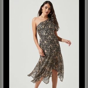 ASTR Santorini Floral One Shoulder Midi Dress